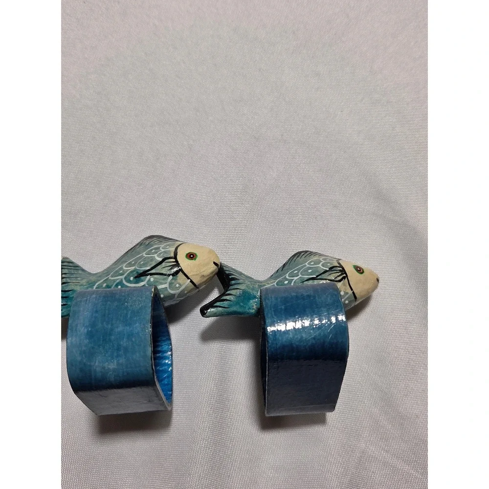 8pc Hand Painted Wooden Fish‎ Napkin Holders Tropical Coastal Beach Table Decor
